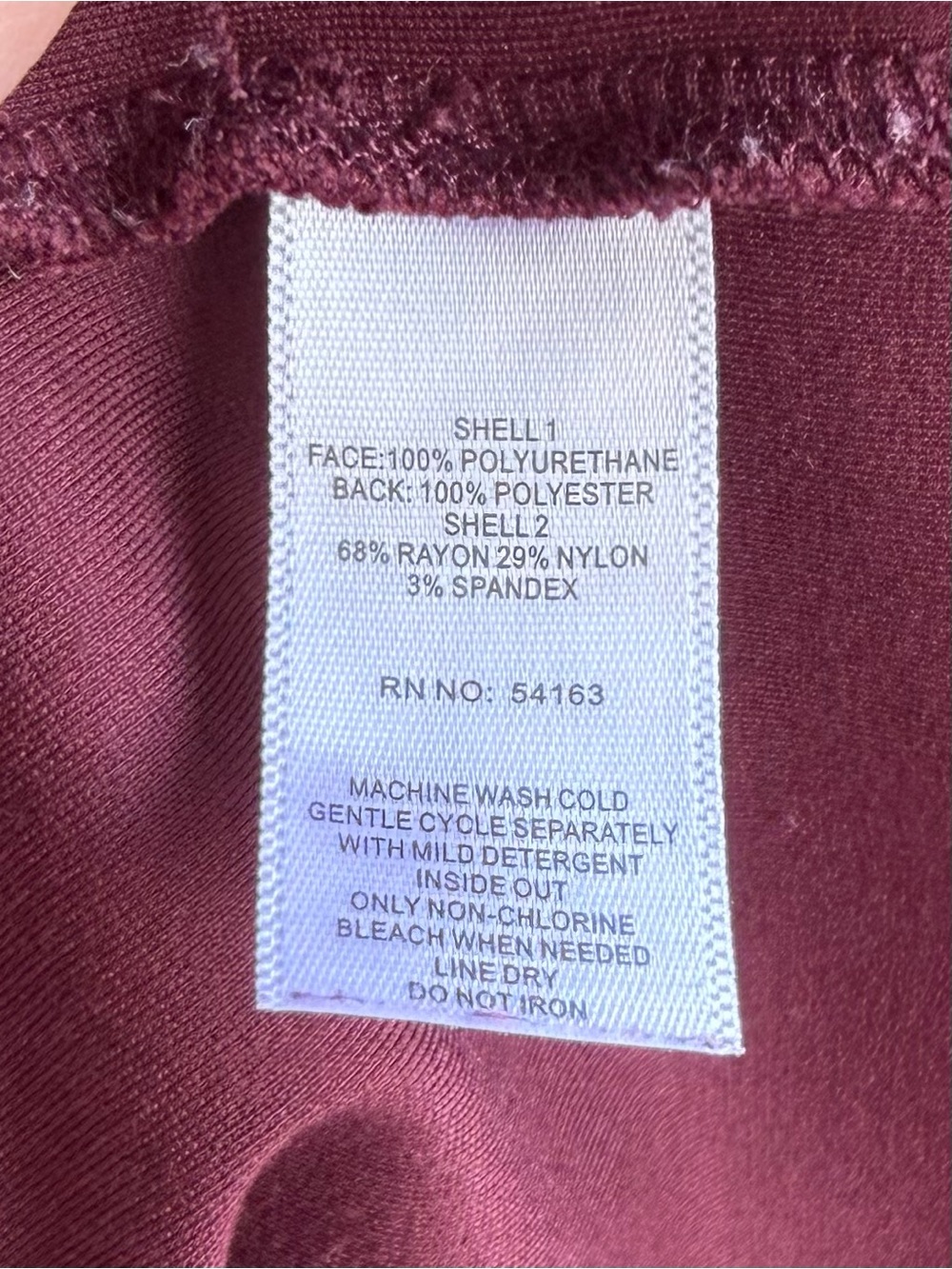 •Marc New York• Faux Leather Front Sleeveless Top in Burgundy - Size Small - Picture 7 of 8